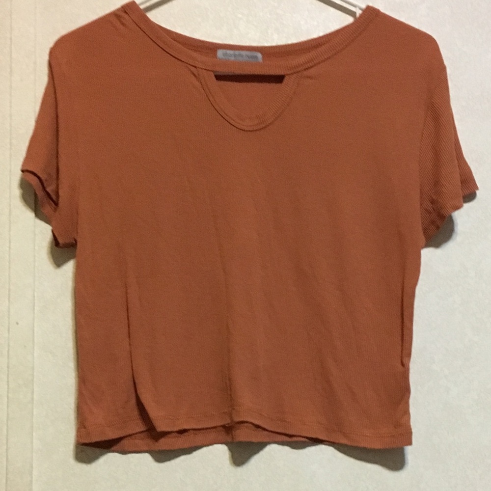 Rust orange ribbed crop top
